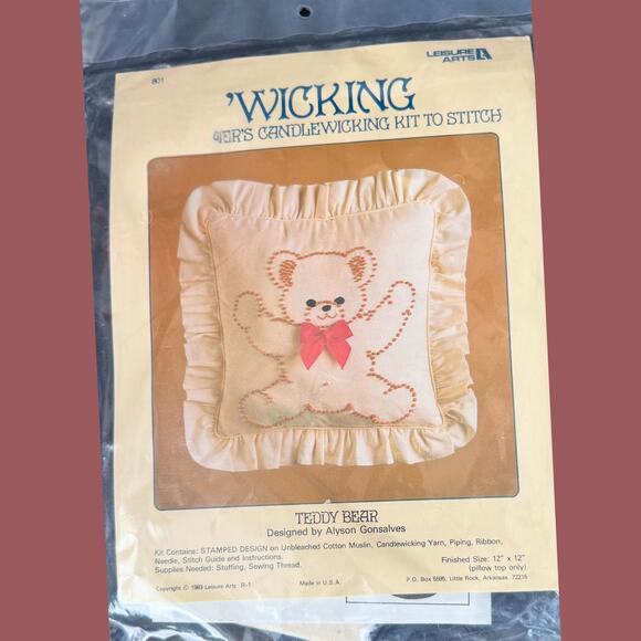 Vintage Candlewicking Teddy Bear Kit • Leisure Arts 871 • Complete Craft Set - Picture 3 of 7